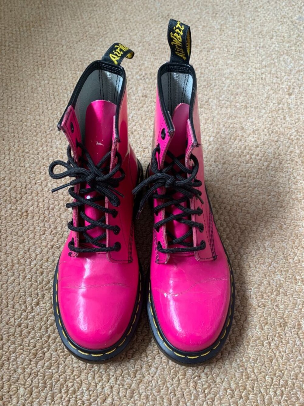 Dr. Martens 1460 Hot Pink Lace Up Boots Patent Leather EU 38